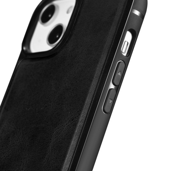 iCarer Oil Wax Leather Cover - Δερμάτινη Θήκη με TPU Bumper - Apple iPhone 14 Plus - Black (WMI14220719-BK)