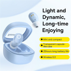 Baseus TWS Bowie WM02 - Ασύρματα Ακουστικά Bluetooth Με Θήκη Φόρτισης - Blue (NGTW180003)