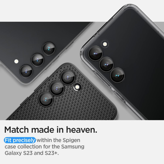 Spigen GLAS.tR EZ Fit OPTIK Pro Camera Lens Protector - Αντιχαρακτικό Προστατευτικό Γυαλί για Φακό Κάμερας Samsung Galaxy S23 / S23 Plus - 2 Τεμάχια - Black (AGL05962)