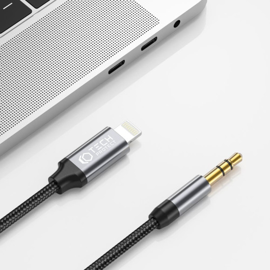 Tech-Protect Ultraboost Cable - Καλώδιο Lightning (Male) σε Καλώδιο Ήχου AUX Mini Jack 3.5mm (Male) - 100cm - Black (9490713929087)