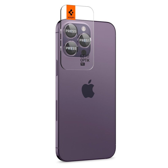 Spigen GLAS.tR EZ Fit OPTIK Pro Camera Lens Protector - Αντιχαρακτικό Προστατευτικό Γυαλί για Φακό Κάμερας Apple iPhone 14 Pro / 14 Pro Max - 2 Τεμάχια - Deep Purple (AGL05597)