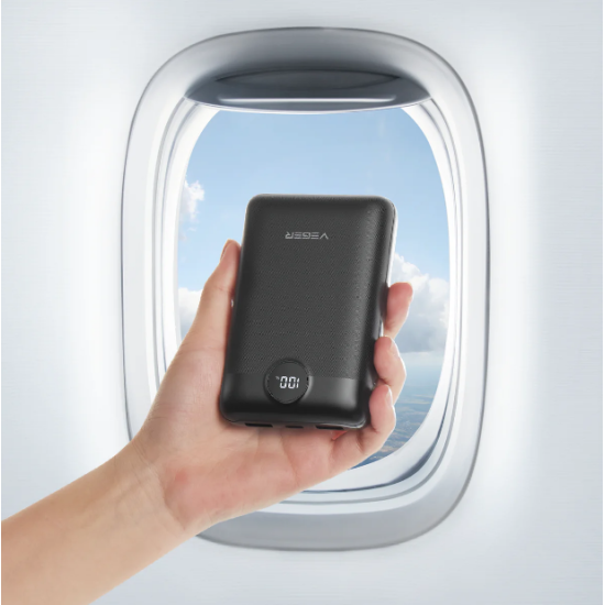 Veger PowerBank S20 με Ψηφιακή Οθόνη LED - Φορητή Μπαταρία Φόρτισης με 2 x USB-Α / 1 x Type-C - 20000mAh - Black (W2053)