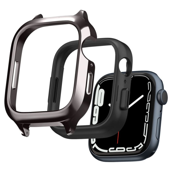 Spigen Metal Fit Pro - Σετ Ανθεκτική Θήκη από Αλουμίνιο & Λουράκι από Ανοξείδωτο Ατσάλι - Apple Watch SE/9/8/7/6/5/4 (45/44mm) - Graphite (ACS04585)