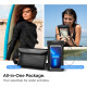 Spigen A621 Aqua Shield Waterproof Floating Bag & Pouch Bag Set - Σετ Universal Αδιάβροχη Τσάντα Μέσης 20 x 12 cm & Αδιάβροχη Θήκη για Κινητά έως 6.8'' - IPX8 - Black (AMP04533)
