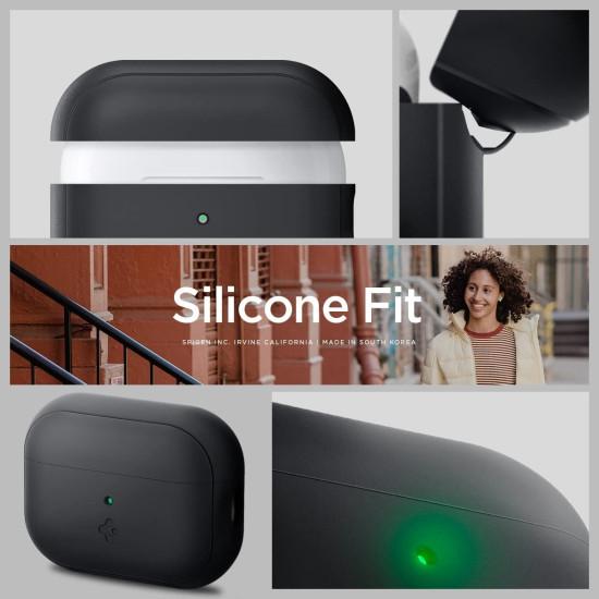 Spigen Silicone Fit Θήκη Σιλικόνης - Apple AirPods Pro 2nd Gen - Black / Phantom Green (ACS05810)