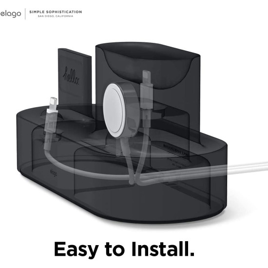 Elago 3 in 1 Charging Hub Pro - Βάση Σιλικόνης για τον Φορτιστή Apple Watch / για Καλώδιο iPhone & AirPods - Black (EST-TRIOPRO-BK)