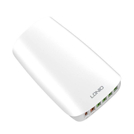 Ldnio A6573C Desktop Charger - Ταχυφορτιστής Τοίχου με 5 x USB-A / 1 x Type-C & Καλώδιο 150cm - 65W - White (6933138665732)