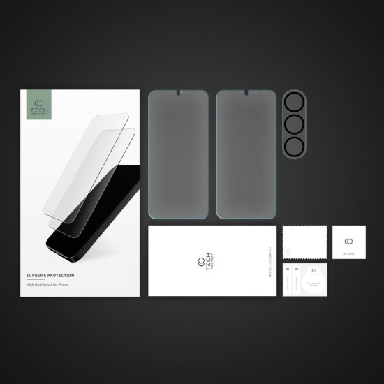 Tech-Protect Supreme Set - Σετ Tempered Glass 2 x Αντιχαρακτικά Προστατευτικά Οθόνης και 1 x Κάμερας - Samsung Galaxy S23 Plus - Clear (9490713929346)