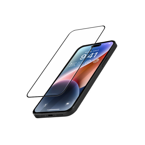 Crong Anti-Bacterial 3D Armor Glass - Fullface Αντιβακτηριδιακό Tempered Glass Apple iPhone 14 Pro - Black (CRG-AB3DAG-IP14P)