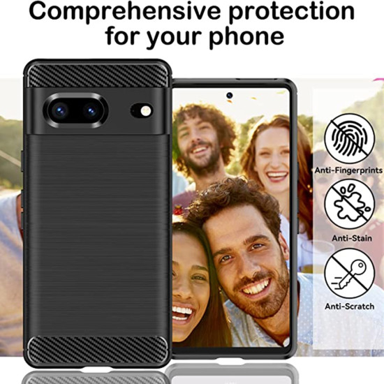 Techsuit Carbon Silicone - Θήκη Σιλικόνης Google Pixel 7 - Black (5949419018570)