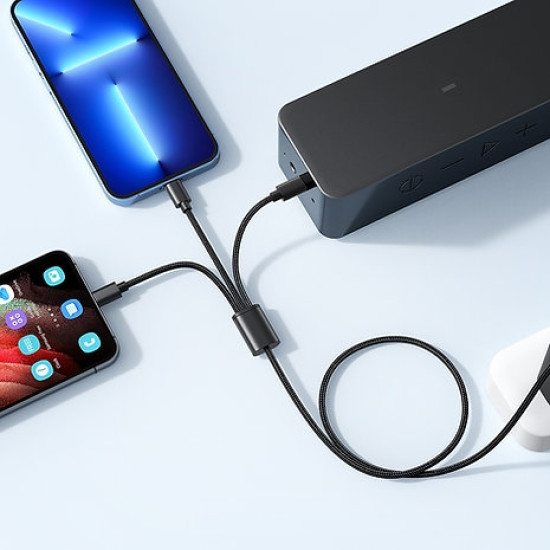 Veger V303 Premium 3 in 1 Charging Cable - Καλώδιο Φόρτισης και Μεταφοράς Δεδομένων USB-A σε Lightning / Type-C / MicroUSB - 150cm - 2.4A - Black (6970453555935)
