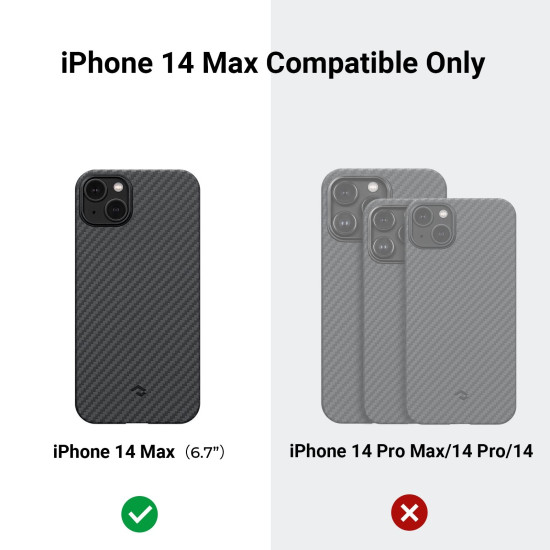 Pitaka MagEZ Case 3 - MagSafe Θήκη Aramid Fiber Body Apple iPhone 14 Plus - 1.05mm - 1500D - Black / Grey / Twill (KI1401M)