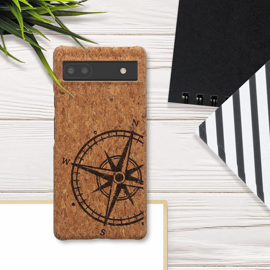KWmobile Σκληρή Θήκη Google Pixel 6a - Light Brown Cork / Navigational Compass (60975.01)
