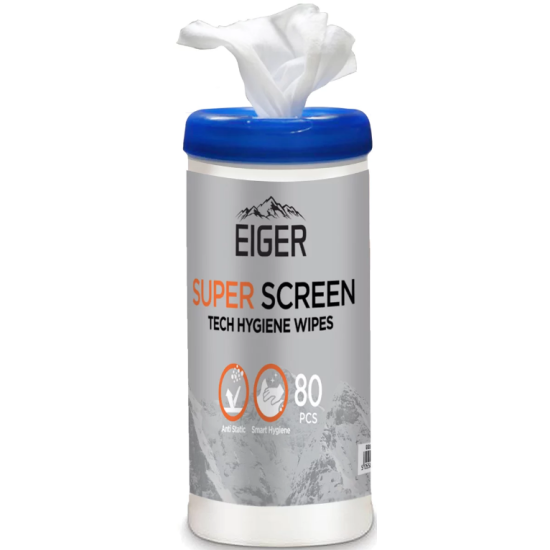 Eiger Super Screen Tech Hygiene Wipes - Μαντηλάκια Καθαρισμού Οθόνης & Συσκευών - 80 Τεμάχια (EGSCK00102)