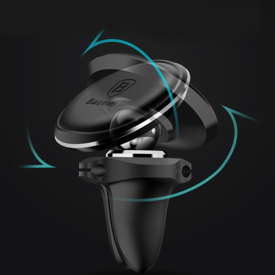 Baseus Magnetic Air Vent - Μαγνητική Βάση Στήριξης για Κινητά / Smartphones για Αεραγωγούς Αυτοκινήτου με Δύο Κλιπ για Καλώδια - Black (SUGX020001)