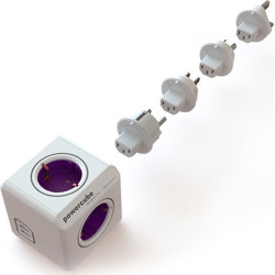 Allocacoc PowerCube Rewirable USB - Πολύπριζο με 4 Υποδοχές Type-F 1500W / 4 Βύσματα US / EU / UK / AU/CN / 2 x USB-A 10.5W - Orchid Purple - 2 Έτη Εγγύηση (1700/DERUPC)
