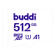 Buddi Κάρτα Μνήμης MicroSD 512GB Class U1A1 με Αντάπτορα SDXC - White - 5 Έτη Εγγύηση (8719246387388)