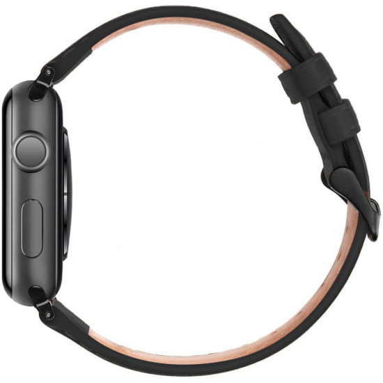 Rosso Deluxe Strap - Δερμάτινο Λουράκι Apple Watch Ultra/SE/11/10/9/8/7/6/5/4 (49/46/45/44mm) - Black (8719246388095)
