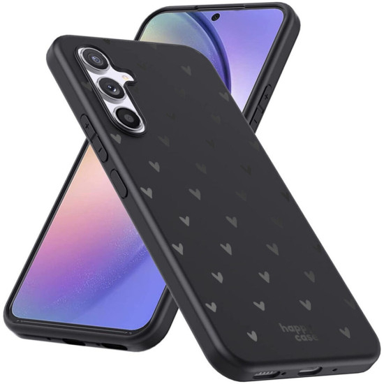 HappyCase Θήκη Σιλικόνης Samsung Galaxy A54 - Hearts Print Black (8719246398582)
