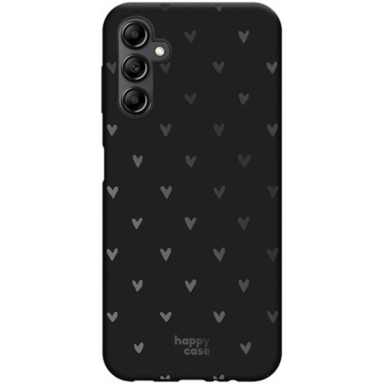 HappyCase Θήκη Σιλικόνης Samsung Galaxy A14 - Hearts Print Black (8719246398964)