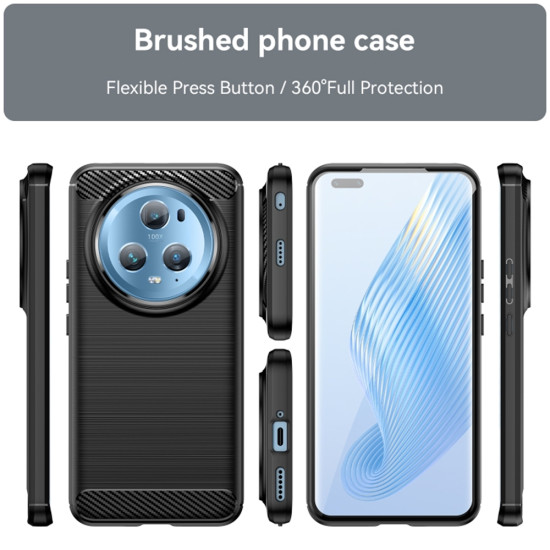 Techsuit Carbon Silicone - Θήκη Σιλικόνης Honor Magic5 Pro - Black (5949419064003)