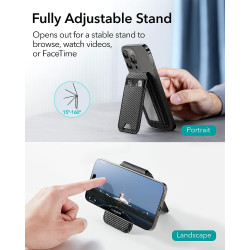 ESR HaloLock Wallet Stand - MagSafe Θήκη - Πορτοφόλι για Κάρτες / Αναδιπλούμενη Βάση από Vegan Δέρμα - Carbon Fiber (4894240169858)