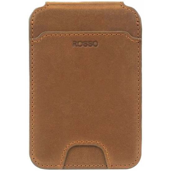 Rosso Deluxe MagSafe Wallet - Δερμάτινη MagSafe Θήκη - Πορτοφόλι για Κάρτες / Αναδιπλούμενη Βάση - Brown (8719246399022)