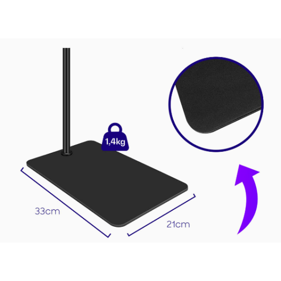 Buddi Tablet Holder Flexible Floor Stand - Ρυθμιζόμενη Βάση Στήριξης Δαπέδου για Κινητά / Tablet / Αναλόγιο - Black - 5 Έτη Εγγύηση (8719246384714)