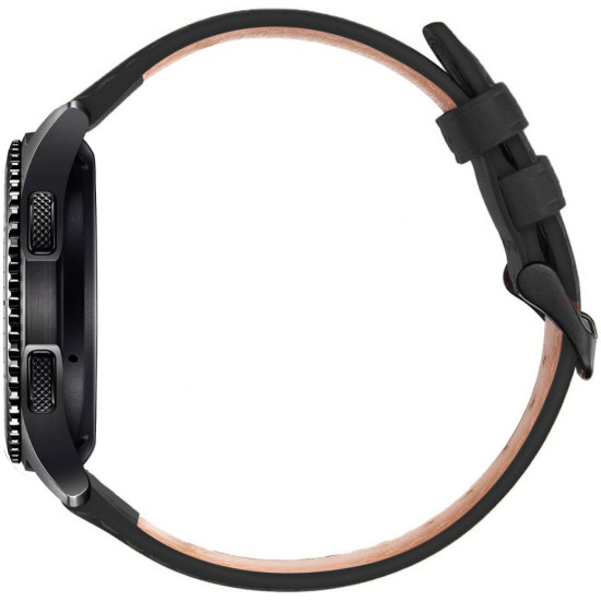 Rosso Deluxe Strap - Universal Δερμάτινο Λουράκι για Smartwatches (22mm) - Black (8719246388057)