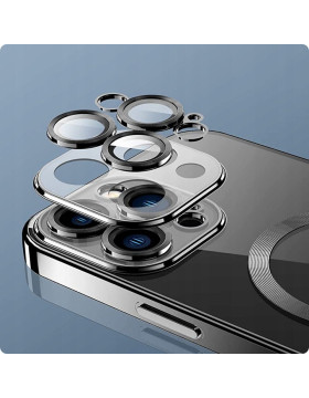 Θήκη Apple iPhone 15 Pro Max - Tech-Protect MagShine Διάφανη Σιλικόνης με MagSafe & Πλαίσιο Κάμερας - Black (9319456604191)
