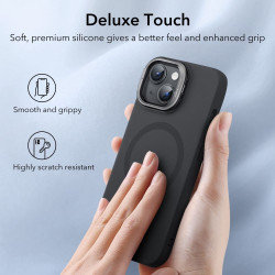 ESR Cloud Soft with Stash Stand - Ανθεκτική MagSafe Θήκη Σιλικόνης Apple iPhone 15 Plus με Kickstand - Black (4894240176214)