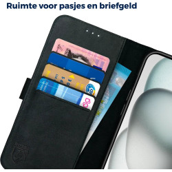 Rosso Deluxe Δερμάτινη Θήκη Πορτοφόλι Apple iPhone 15 Plus - Black (8719246401534)
