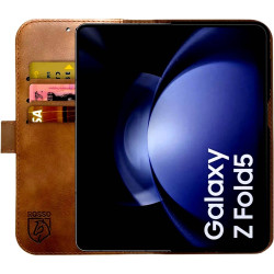 Rosso Deluxe Δερμάτινη Θήκη Πορτοφόλι Samsung Galaxy Z Fold5 - Brown (8719246418785)