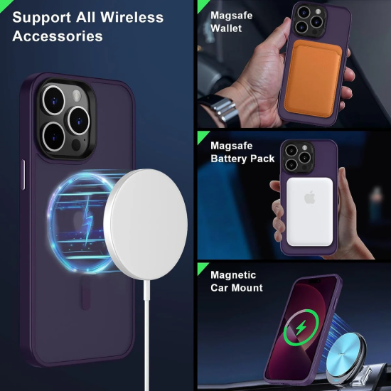 HappyCase Ημιδιάφανη Σκληρή Θήκη MagSafe - Apple iPhone 15 Pro - Matte Purple (8719246412394)
