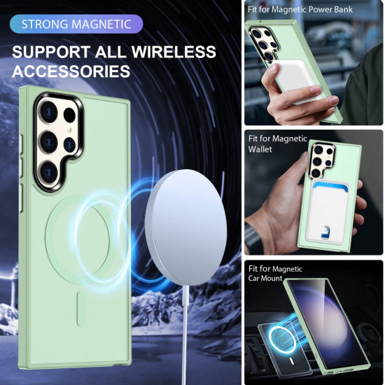 HappyCase Ημιδιάφανη Σκληρή Θήκη MagSafe - Samsung Galaxy S23 Ultra - Matte Green (8719246412813)