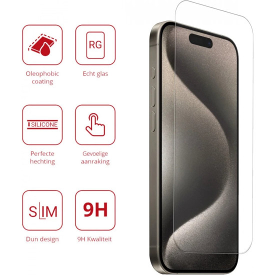 Rosso Tempered Glass - Αντιχαρακτικό Προστατευτικό Γυαλί Οθόνης Apple iPhone 15 Pro - Clear (8719246401077)