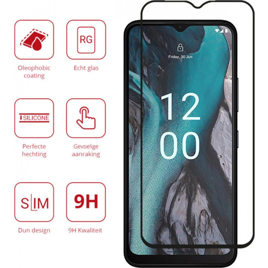 Rosso Tempered Glass - FullFace Αντιχαρακτικό Προστατευτικό Γυαλί Οθόνης Nokia C22 - Black (8719246409448)
