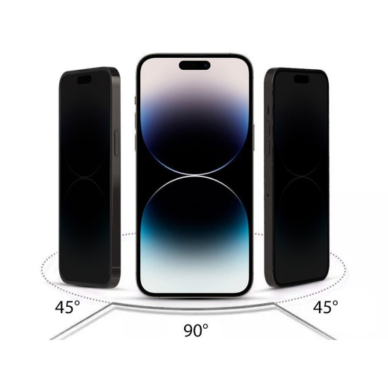 Hofi Anti Spy Pro+ Tempered Glass Privacy - Full Face Αντιχαρακτικό Γυαλί Προστασίας Απορρήτου Οθόνης - Apple iPhone 15 Pro Max - Black (9319456604672)