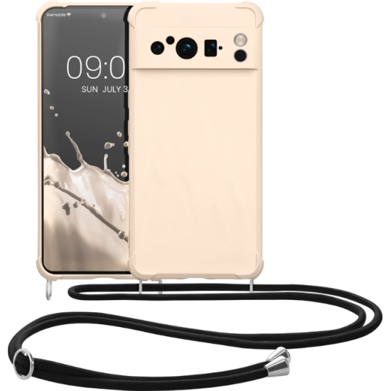 KWmobile Matte Θήκη Σιλικόνης με Λουράκι Λαιμού Google Pixel 8 Pro - Cream (61868.16)