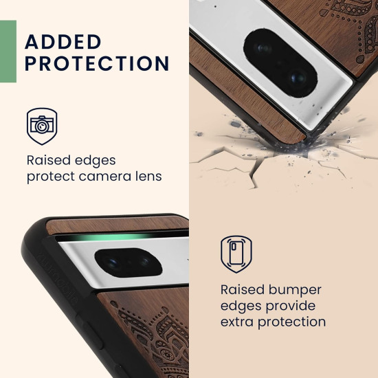 KWmobile Σκληρή Ξύλινη Θήκη με TPU Bumper - Google Pixel 8 - Walnut / Rising Sun (61875.01)