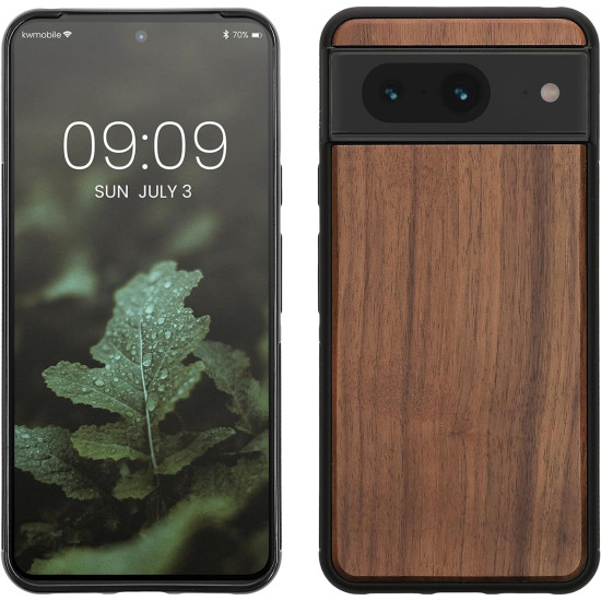 KWmobile Σκληρή Ξύλινη Θήκη με TPU Bumper - Google Pixel 8 - Walnut / Dark Brown (61871.18)