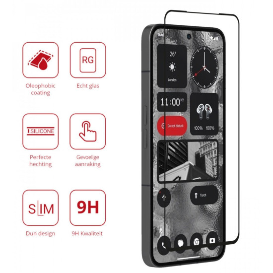 Rosso Tempered Glass - FullFace Αντιχαρακτικό Προστατευτικό Γυαλί Οθόνης Nothing Phone 2 - Black (8719246409431)