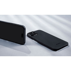 Pitaka MagEZ Case 4 - MagSafe Θήκη Aramid Fiber Body Apple iPhone 15 Plus - 1.15mm - 1500D - Black / Grey / Twill (KI1501M)