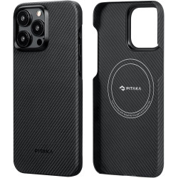 Pitaka MagEZ Case 4 - MagSafe Θήκη Aramid Fiber Body Apple iPhone 15 Pro Max - 0.95mm - 600D - Black / Grey / Twill (KI1501PMA)