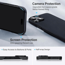 Pitaka MagEZ Case 4 - MagSafe Θήκη Aramid Fiber Body Apple iPhone 15 Plus - 0.95mm - 600D - Black / Grey / Twill (KI1501MA)