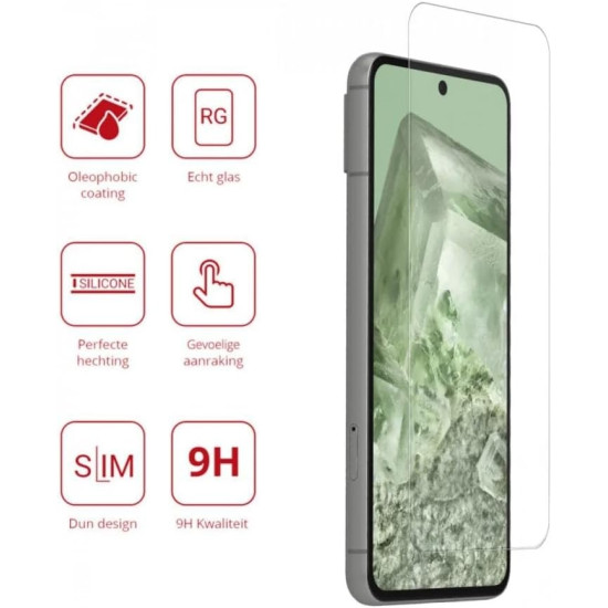 Rosso Tempered Glass - Αντιχαρακτικό Προστατευτικό Γυαλί Οθόνης Google Pixel 8 - Clear (8719246390272)
