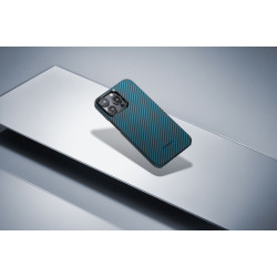 Pitaka MagEZ Case 4 - MagSafe Θήκη Aramid Fiber Body Apple iPhone 15 Pro Max - 1.15mm - 1500D - Black / Blue / Twill (KI1508PM)