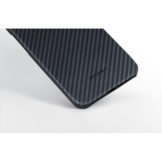 Θήκη iPhone 15 Pro Max Pitaka MagEZ Case 4 με MagSafe Aramid Fiber Body 1.15mm 1500D - Black / Grey / Twill (KI1501PM)