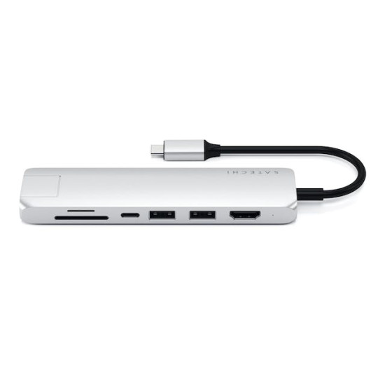 Satechi USB-C Slim Multi-Port with Ethernet Adapter - Αντάπτορας με 2 x USB-A / 1 x Type-C PD 60W / 1 x HDMI 4K 60HZ / 1 x Ethernet / 1 x SD & MicroSD - Silver (ST-UCSMA3S)
