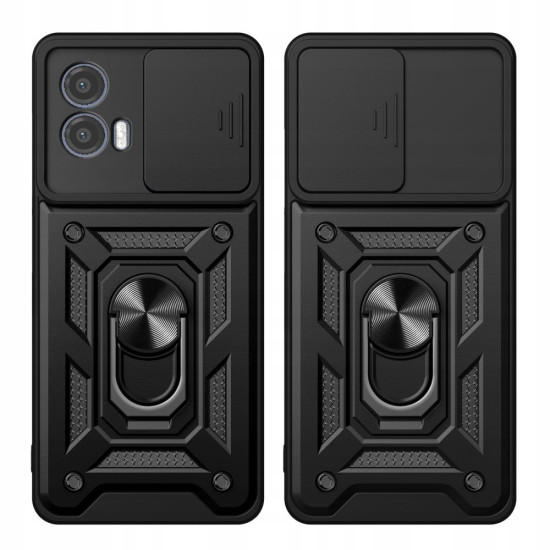 Techsuit CamShield - Ανθεκτική Θήκη με Κάλυμμα για την Κάμερα & Μεταλλικό Ring Holder - Motorola Moto G73 - Black (5949419070585)